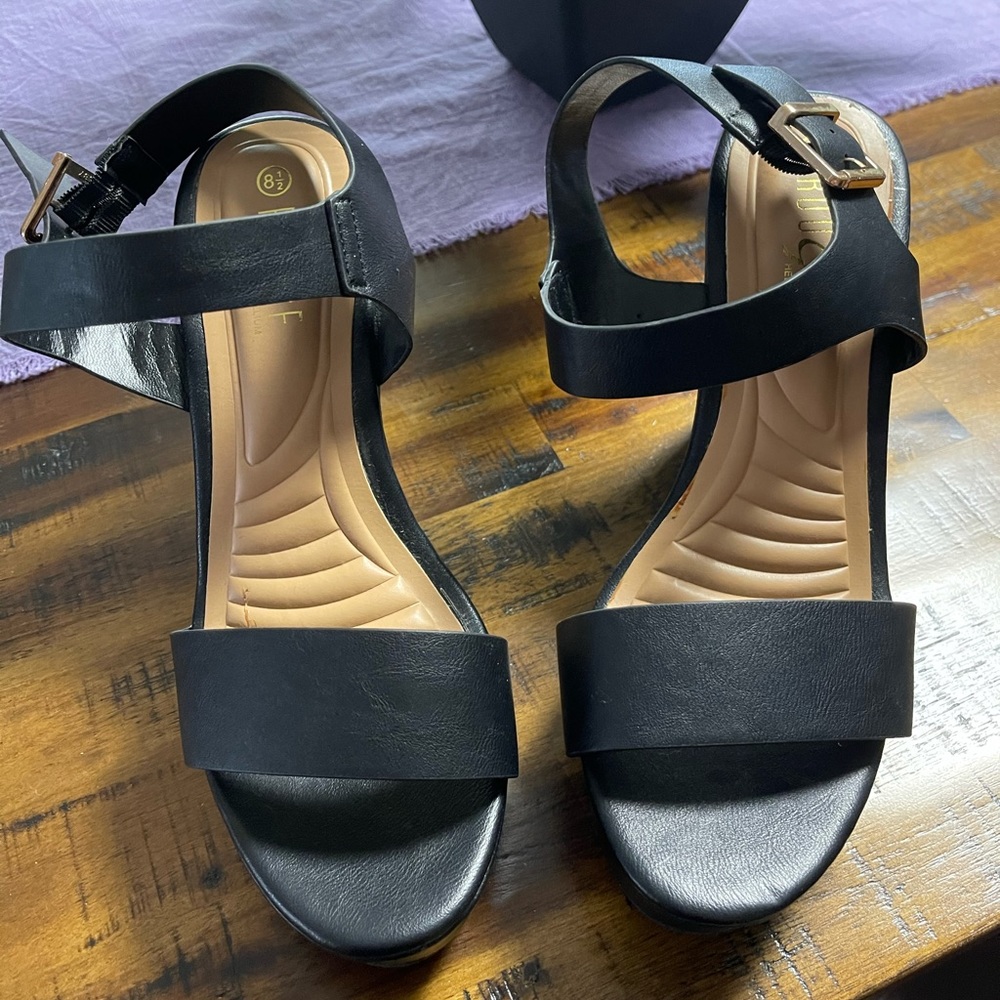 Black Wedge Sandals
